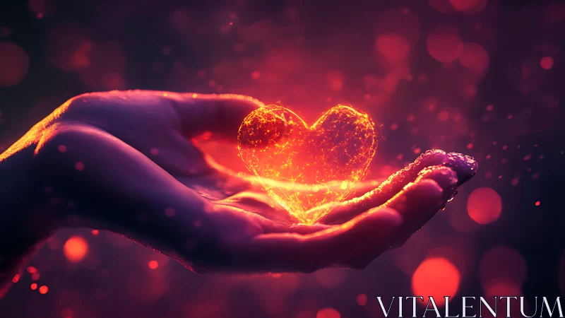 Warmth Ignited: Luminous Heart Cradled Within Open Palms