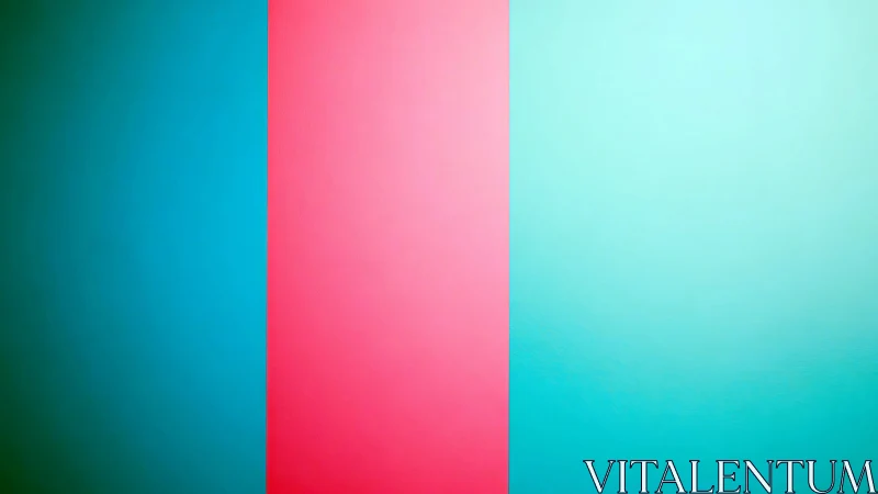 Vertical teal and pink color fields form balanced abstraction
