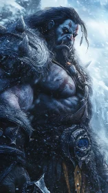 Snowbound orc warrior in heavy fur and spiked armor.