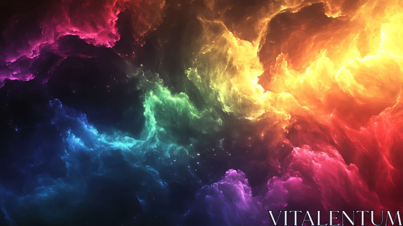Prismatic nebula storm swirling through a cosmic dreamscape.
