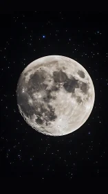Detailed waxing gibbous moon glows against dense star field