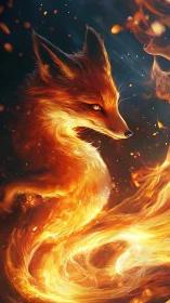 Volumetric pyro-fox entity with fluid dynamic flame contours.
