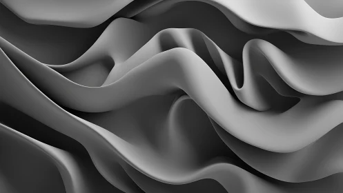 Undulating monochrome folds in sculpted abstract drapery.