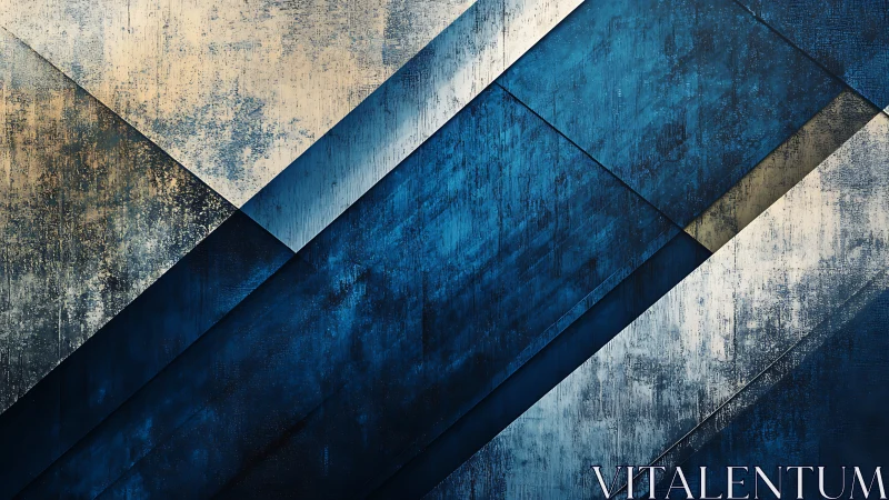 Textured blue diagonal geometry with distressed gradients.