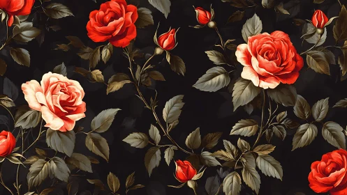 Stunning Red Roses Dance Against Deep Black Velvet Background
