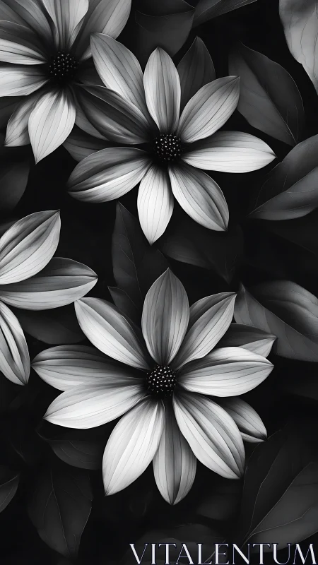 Monochromatic daisy composition with layered petals.