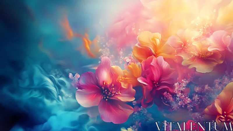 Digital Flowers Blooming in Ethereal Light and Color