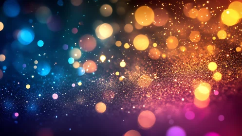 Colorful bokeh lights over sparkling abstract background.