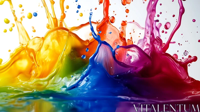 Joyful rainbow paint splash bursting with playful color.