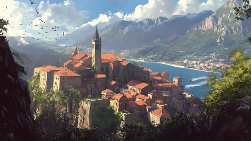 Mountain Village by the Lake: A Timeless Alpine Escape.