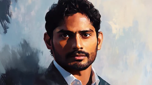 Intense male portrait under bold sculpted light. Period.