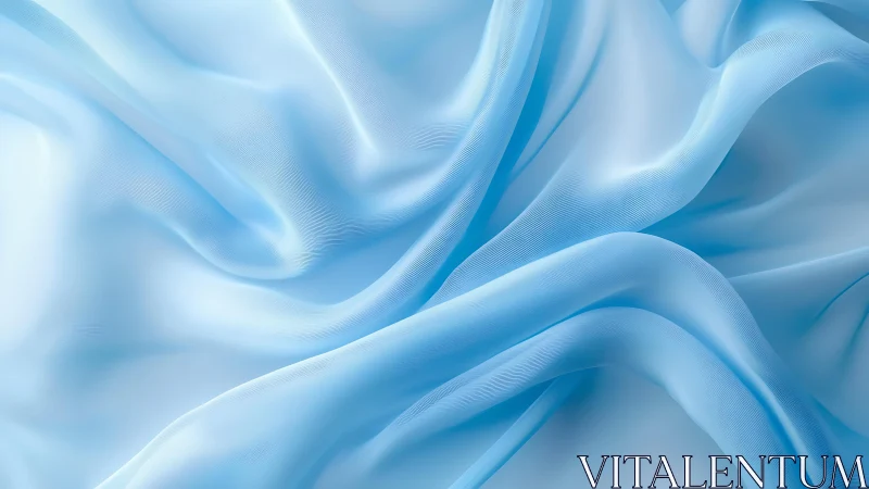 Soft Light Blue Silk Fabric with Gentle Folds, Minimalist Style.