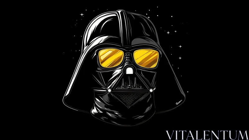 Vector sci‑fi helmet portrait with reflective neon lenses.