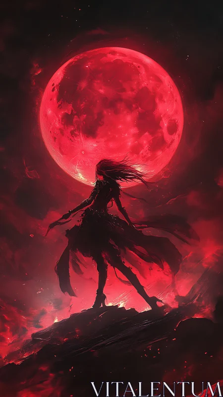 Bloodmoon revenant rises against a burning crimson sky.