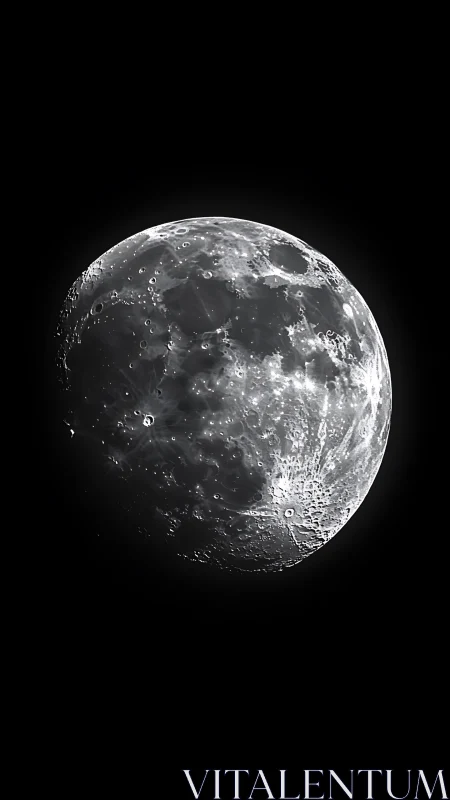 Glowing moon craters shining softly in the quiet night sky.