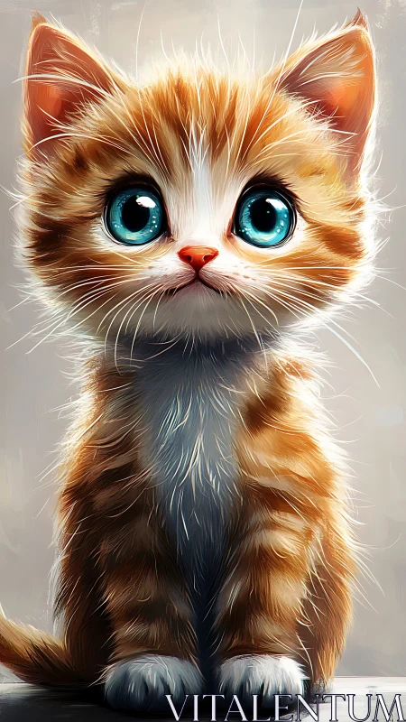 Orange and White Tabby Kitten with Bright Blue Eyes