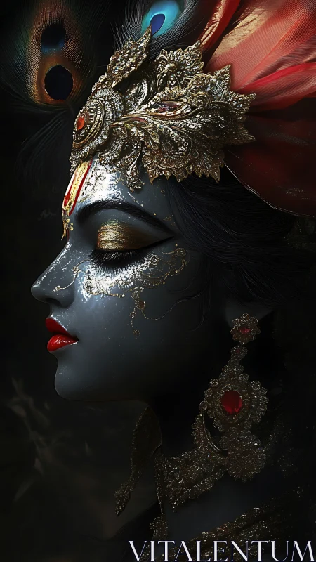 Divine profile portrait glows with gilded spiritual grace