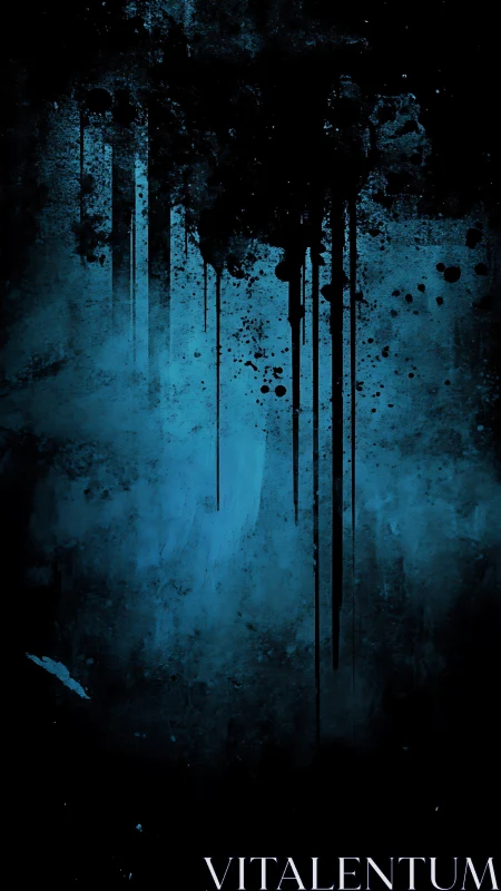 Midnight blue paint drips creating moody abstract calm.