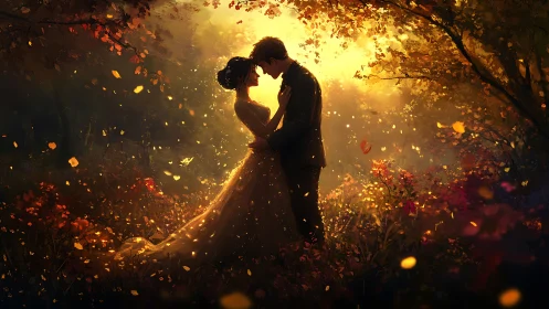 Golden Romance Ignites: Love's Enchanted Autumn Waltz