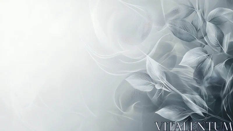 Gentle silver leaves drift softly across a calm pale sky