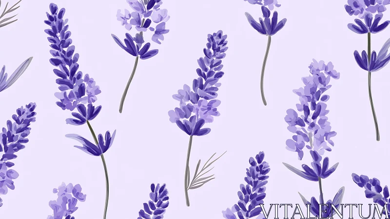 Graceful lavender blooms scattered across soft purple canvas.