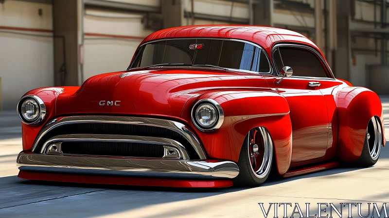 Photorealistic lowrider GMC coupe with streamlined chrome detailing.