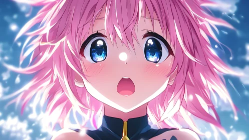 Anime close-up portrait with luminous hair and bokeh field.