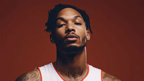 Confident basketball player meeting the camera with calm focus.