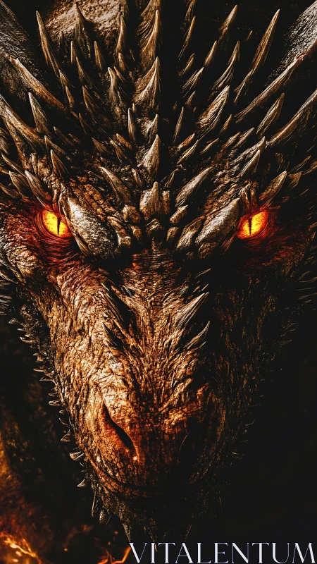 Ember-eyed dragon leans from the dark and measures your courage