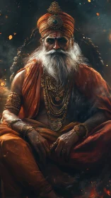 Ember crowned ascetic rendered in high fidelity digital detail.