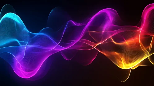 Colorful light waves form flowing abstract gradient ribbons