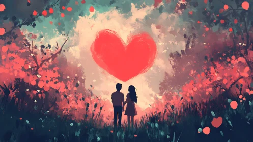 Two Hearts Whisper Beneath Red Constellation