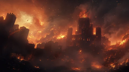 Medieval Citadel Consumed by Apocalyptic Inferno