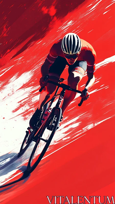 Road cyclist in dynamic red racing illustration.