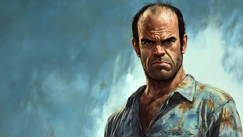 Intense digital portrait captures a hardened, defiant glare