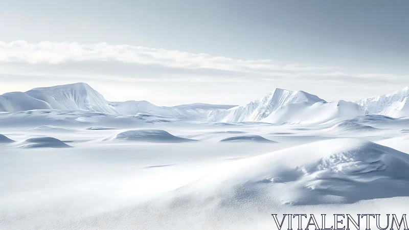 Whispering snow dunes under distant crystal peaks. Period.