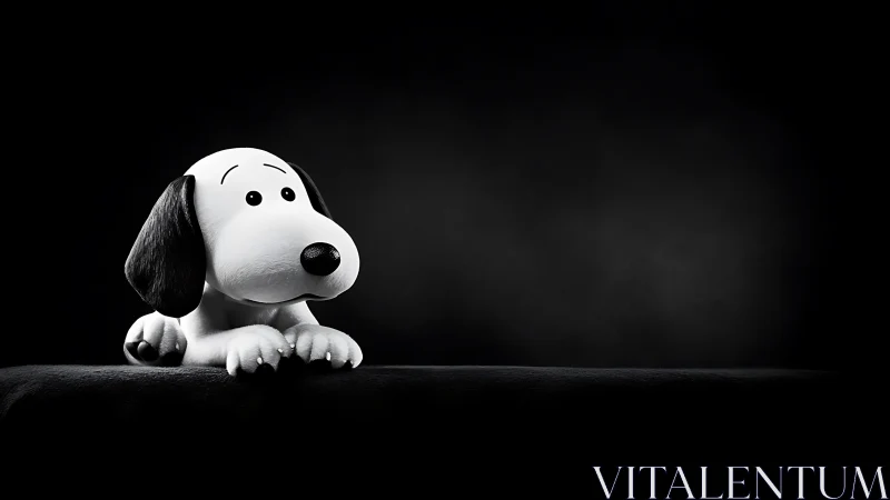 Playful beagle figurine in dramatic low key lighting.