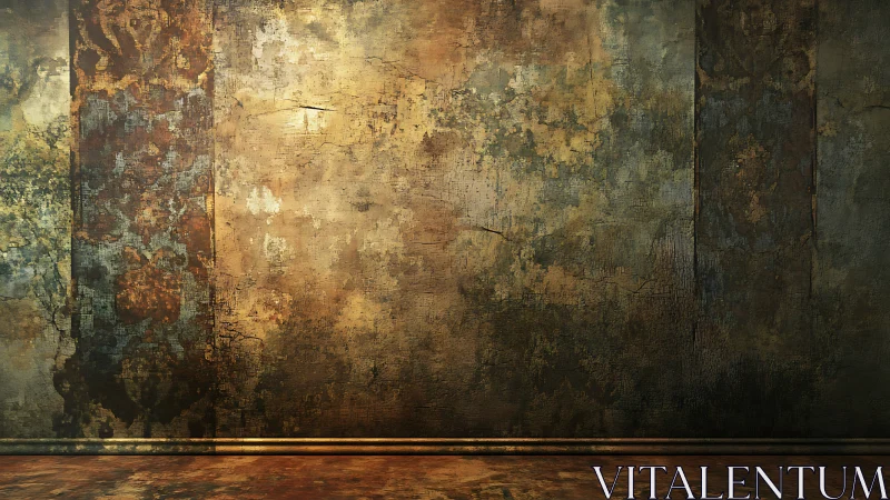 Textured industrial wall surface shows layered patina and decay