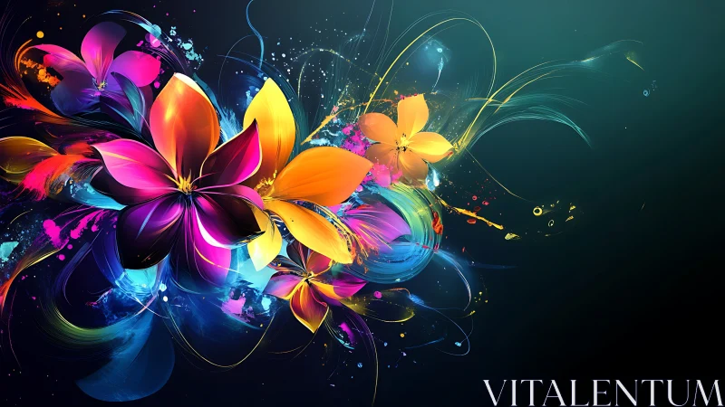 Bioluminescent Blooms Dance Through Cosmic Darkness