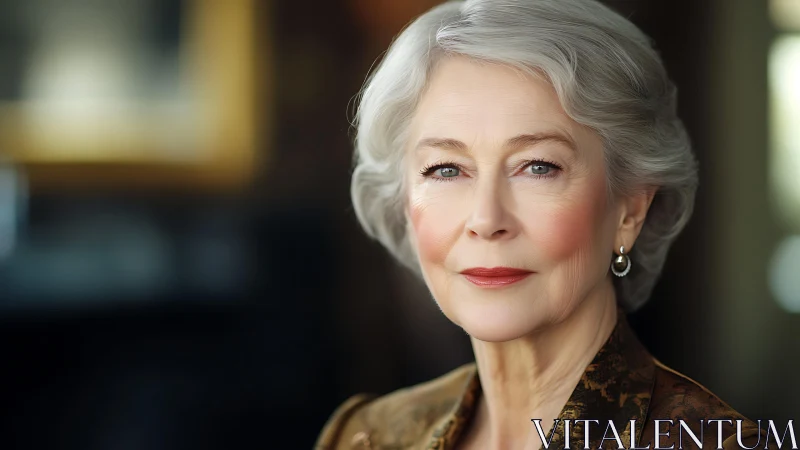 Elegant senior woman in soft-focus, high-key portrait lighting