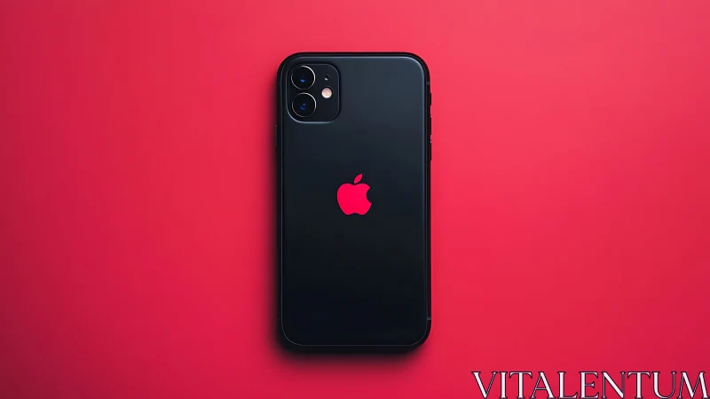 Black iPhone 11 on Vibrant Red Background