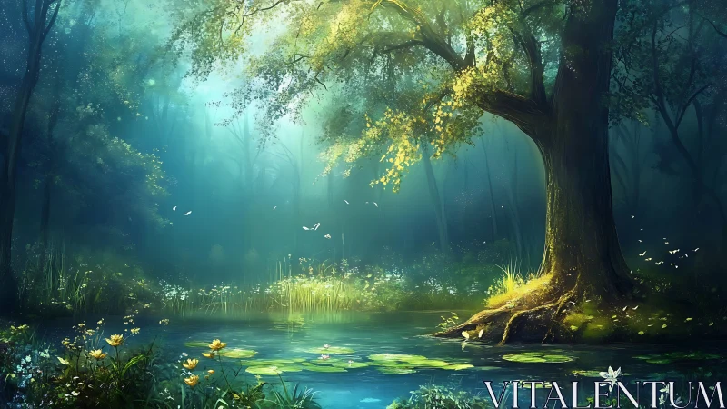 Enchanted Forest Refuge by Glowing Waters.