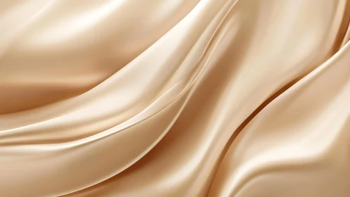 Elegant beige satin fabric folds in smooth abstract background.