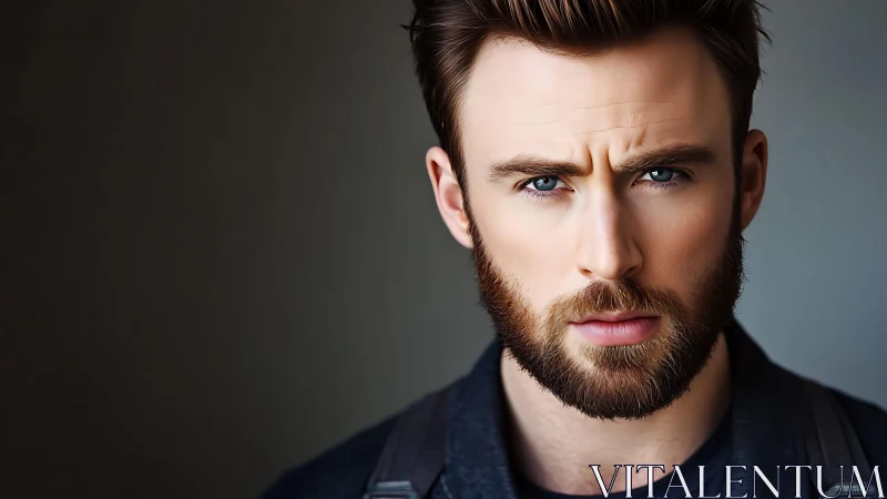 Bearded male portrait with intense gaze and soft key light.