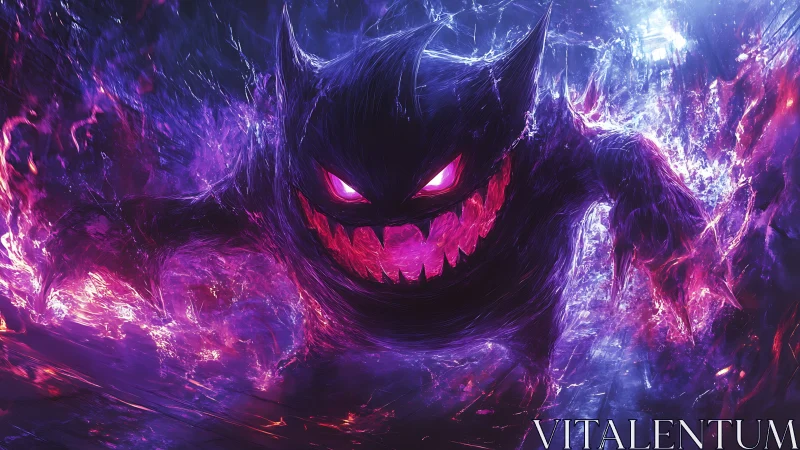 Digital specter figure rendered in vivid purple energy field