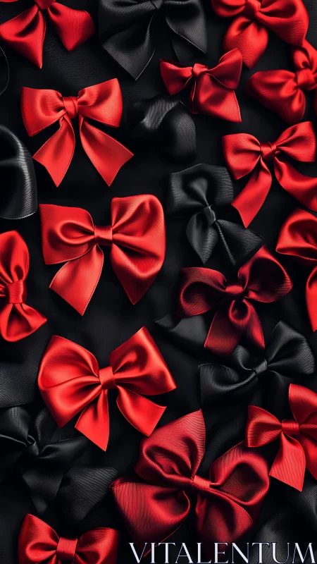 Red and Black Ribbon Bows Composition.
