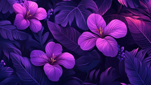 Luminous Magenta Flowers Against Dark Purple Foliage.
