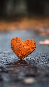 Heart-Shaped Leaf Fragment Displaying Vascular Network Through Translucent Tissue