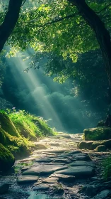 Luminous Canyon: Where Sunlight Dances Through Verdant Stone.