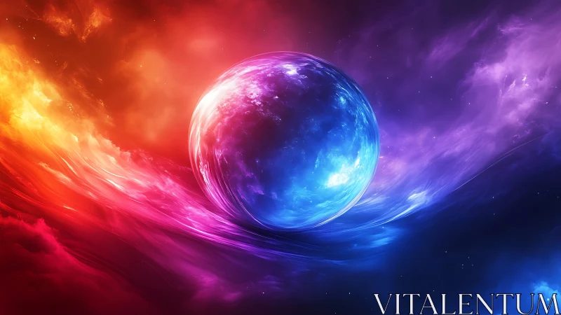 Chromatic energy sphere suspended in a bifurcated nebula field